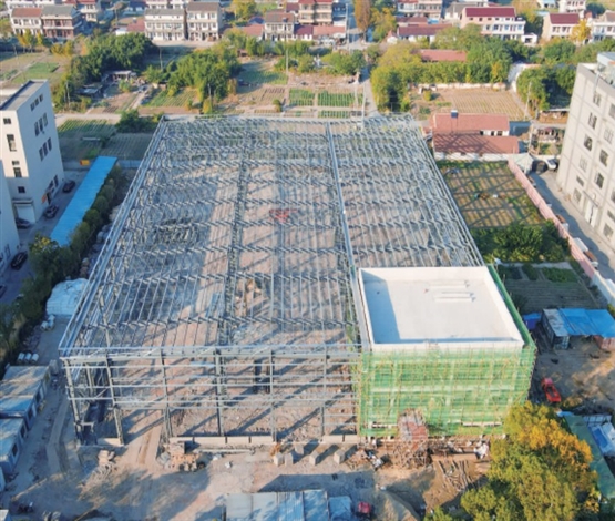 美奥迪扩建项目钢结构封顶