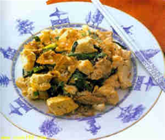 豆腐炒韭菜
